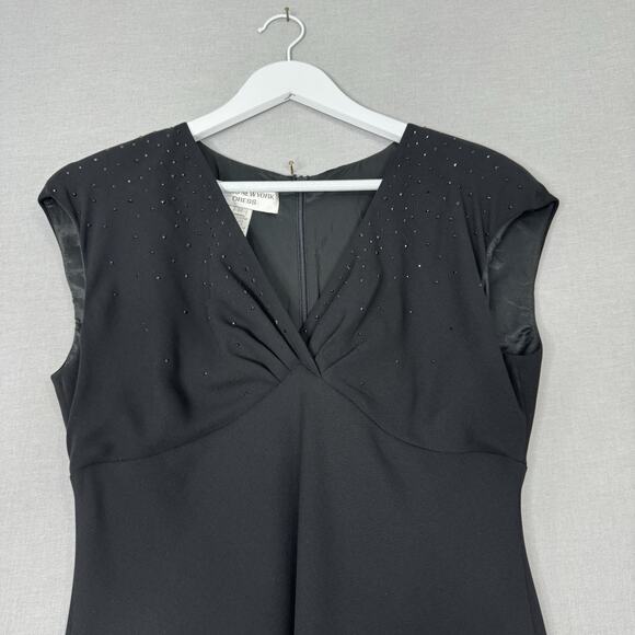 Vintage Jones New York Womens Dress 12 Black Beaded Midi Babydoll Whimsigoth - Picture 3 of 12